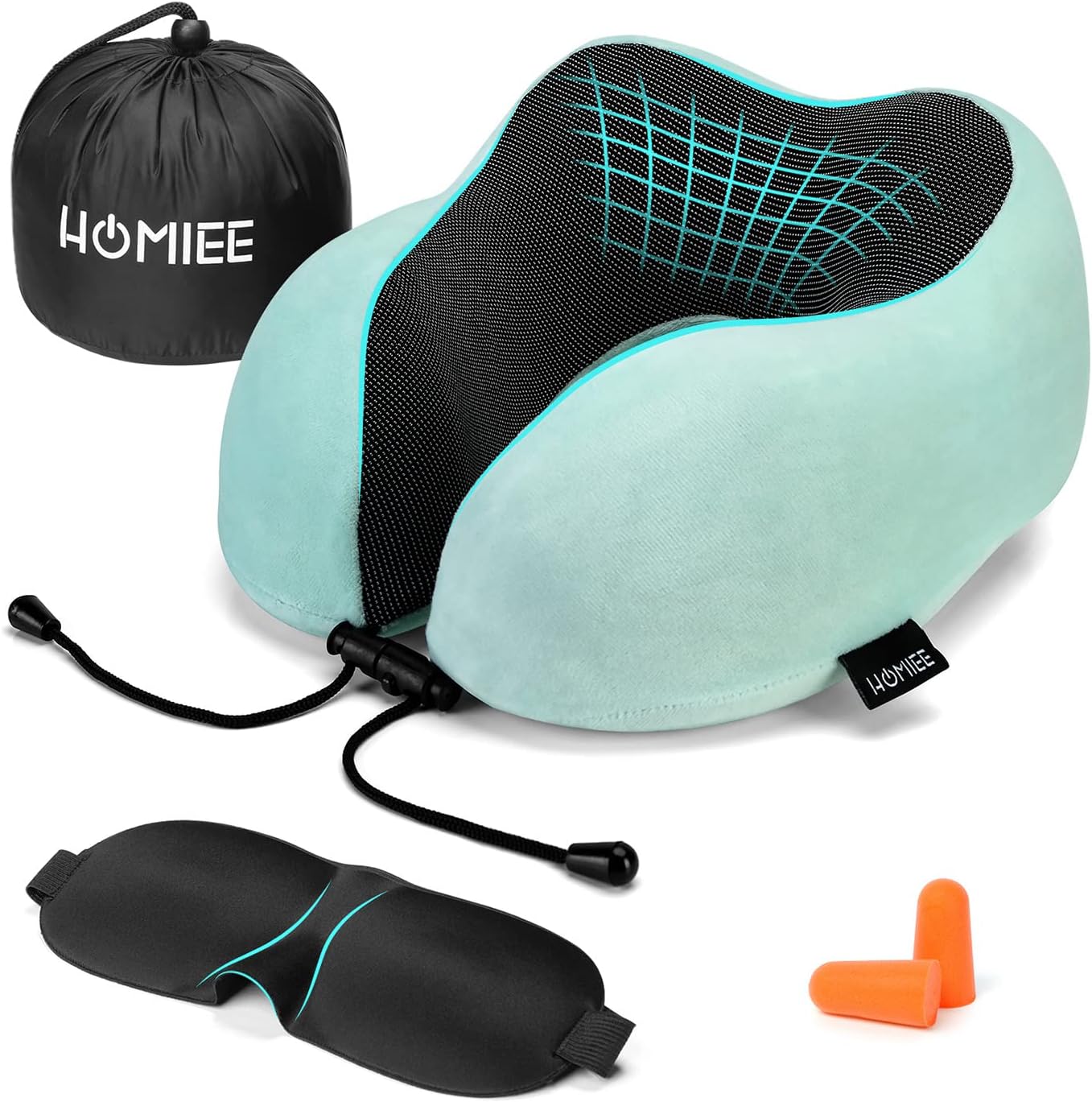 HOMIEE Neck Pillow, Travel Pillow for Airplanes, Soft Memory Foam