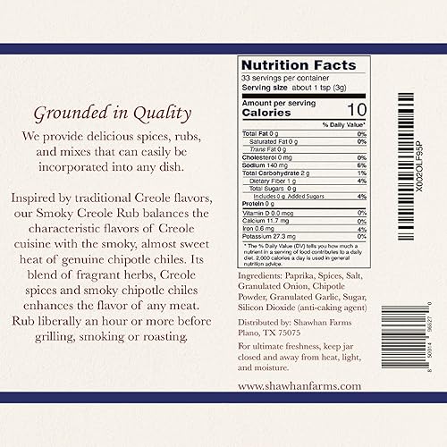 Miniatura 2 de Shawhan Farms Smoky Criole Rub  Sin gluten  Jarra superior de 35 onzas