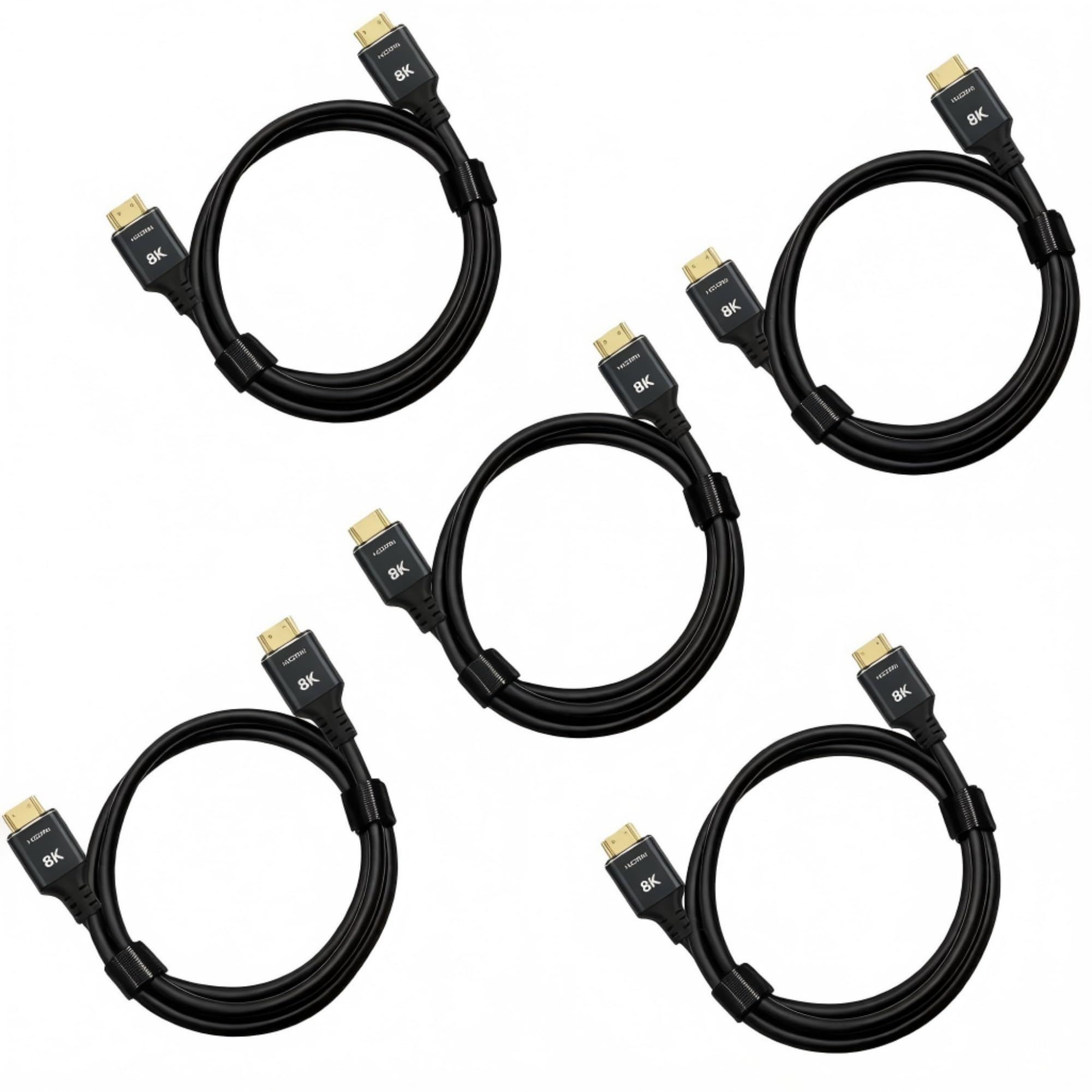 Cavi HDMI 2.1 8K, confezione da 5 pezzi, ultra alta velocità 4K/8K. Supporta 165/180/240Hz, HDR10, HDCP2.3, ARC/eARC, 3D, compatibile con soundbar, Roku, PC e Home Theater, TV, PS5