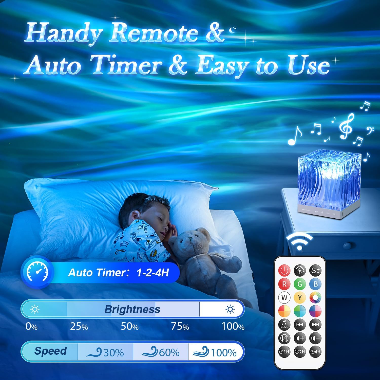 Proiettore Stelle Soffitto, 18 Color Lampada Aurora Boreale, 15 Rumore Bianco Bluetooth Luce Notturna Bambini con Telecomando, proiettore soffitto Rotante Graduale, Led Lampada è un Regalo Speciale