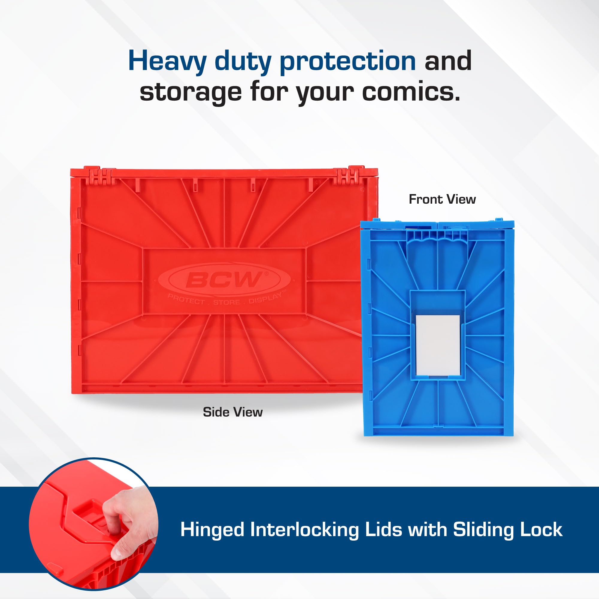 BCW Red & Blue Short Comic Bin Set | Scatola di plastica per fumetti | Organizzazione codificata a colori per fumetti