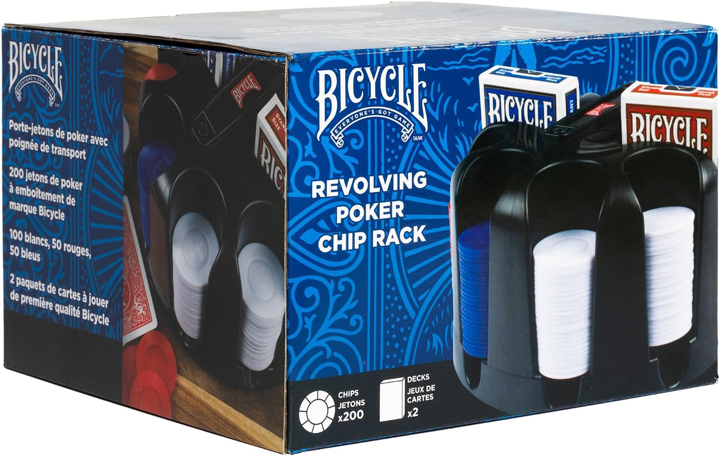 Bicycle Carousel Poker Texas Hold Em Set, 200 2-Gram Poker Chips and 2 Decks of Bicycle Cards, Perfect for Texas Hold Em and Poker Nights, Professional Casino Quality, Casino Games