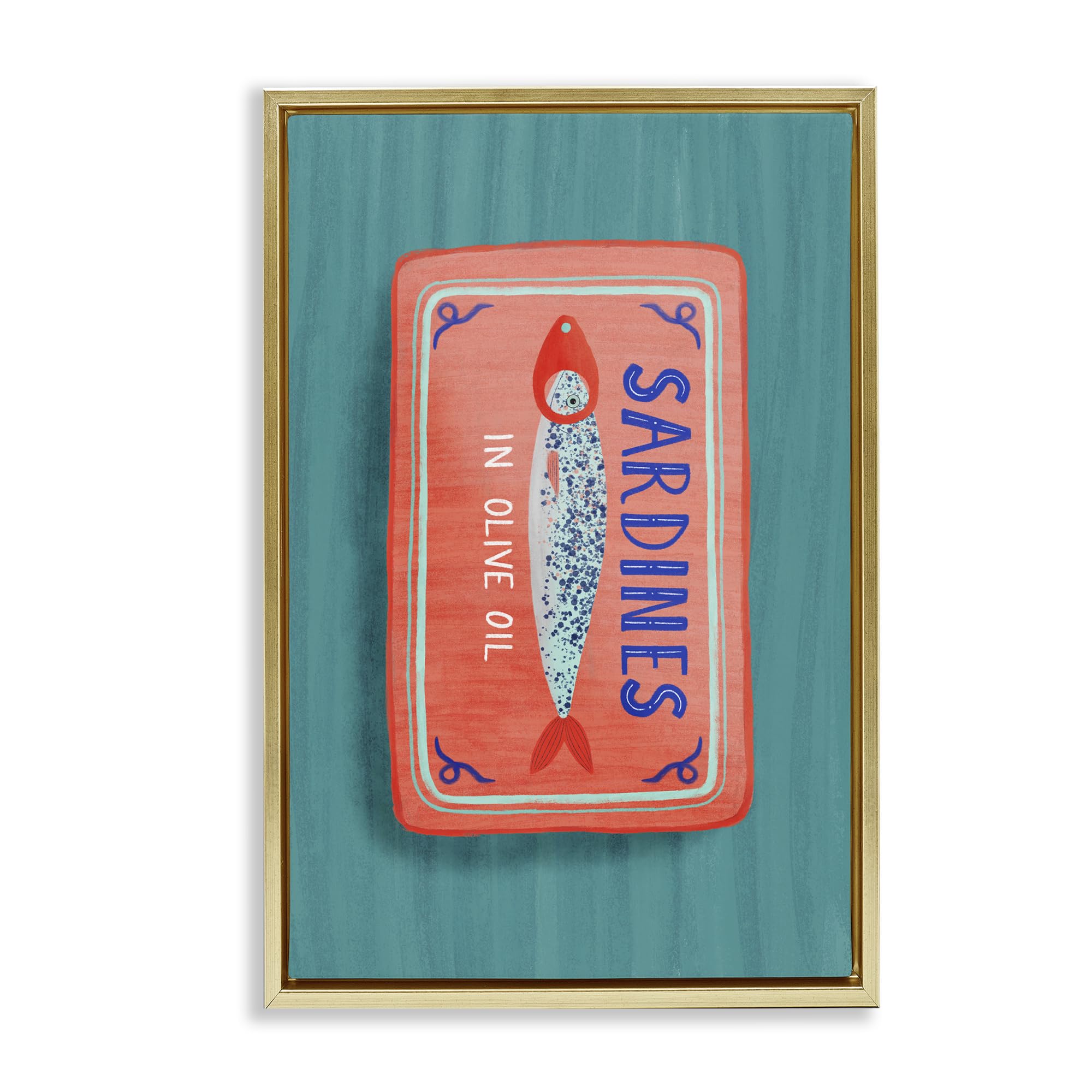 'Sardines Olive Oil Seafood'| Floating Frame Canvas Art