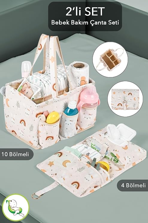 Meleni Baby Çok Amaçlı Bölmeli Bebek Bakım Çantası Baby Hastane Çantası Gözlü Bebek Bakım Organizeri
