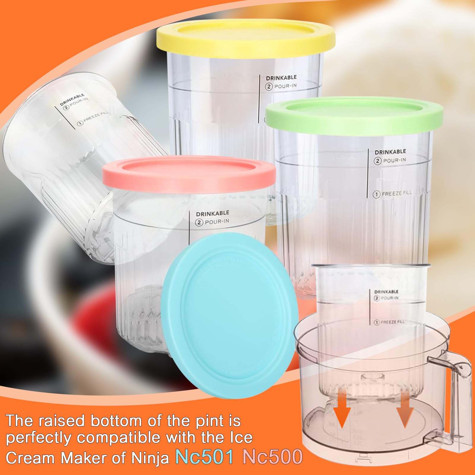 Amazon.com: RYSIMWU For Ninja Creami Deluxe Pints and Lids 4