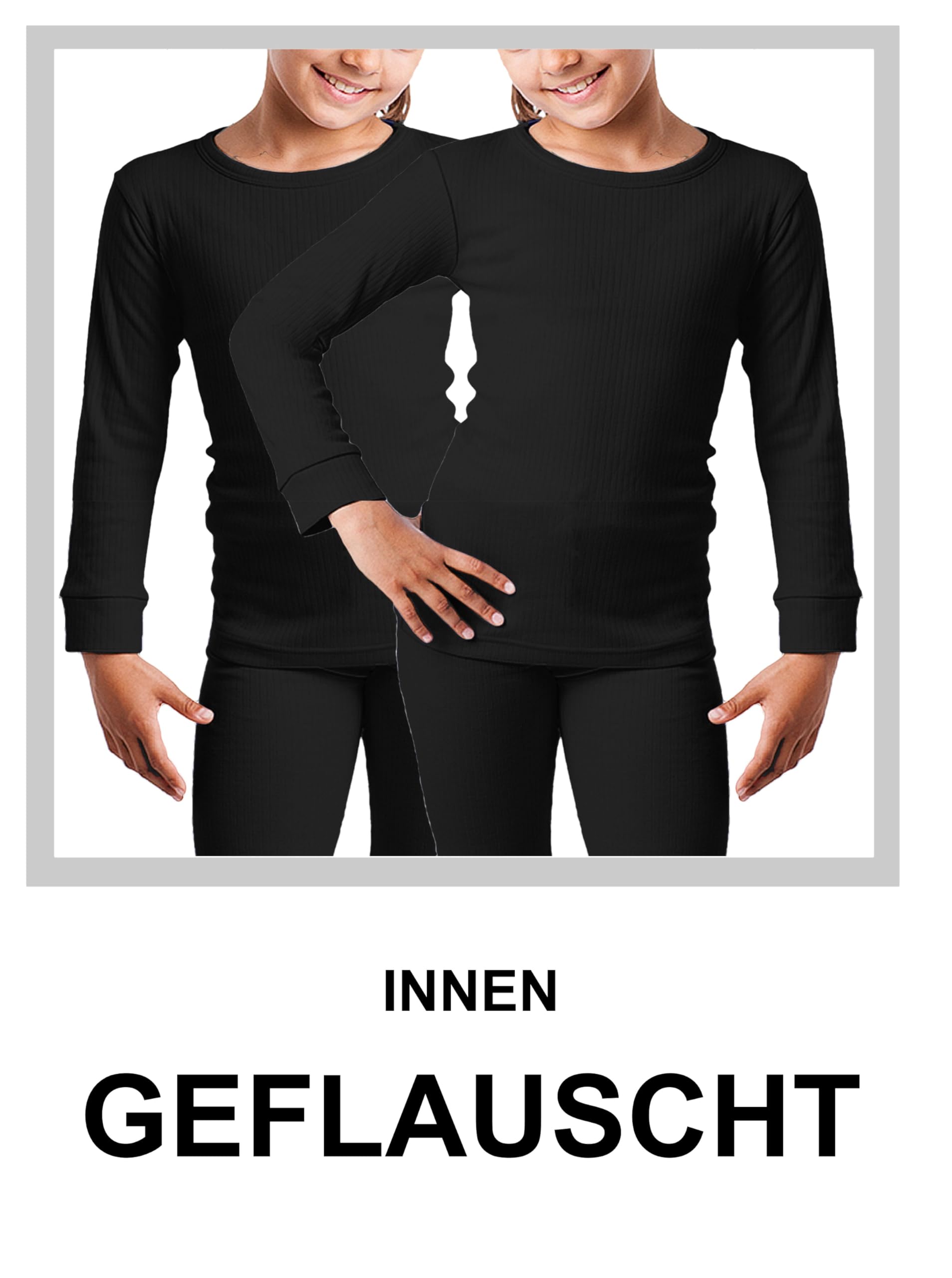 Cocain underwear Lot de 2 sous-vêtements thermiques longs pour enfant - Intérieur gratté et chaud - 122/128-158/164 cm