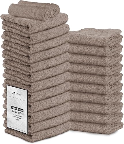 Paquete de 24 Toallas de Mano Arena 100% Algodón Toalla de Spa – 16x26 pulgadas Toallas Faciales Altamente Absorbentes Gimnasio, Toalla para Cabello