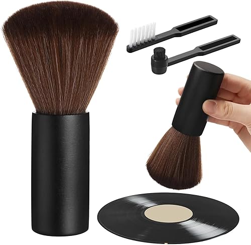 Vista 24 de 3 piezas de cepillo de limpieza de discos de vinilo de madera, antiestático, kit de limpiador de vinilo, accesorios de jugador, regalo para amantes