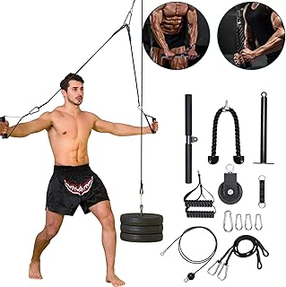 PELLOR LAT and Lift Pulley Cable System Men Women Professional Home Fitness Equipment Forearm Wrist Roller Trainer for Exercise Upper Body Pull-Downs Machine with Upgraded Loading Pin