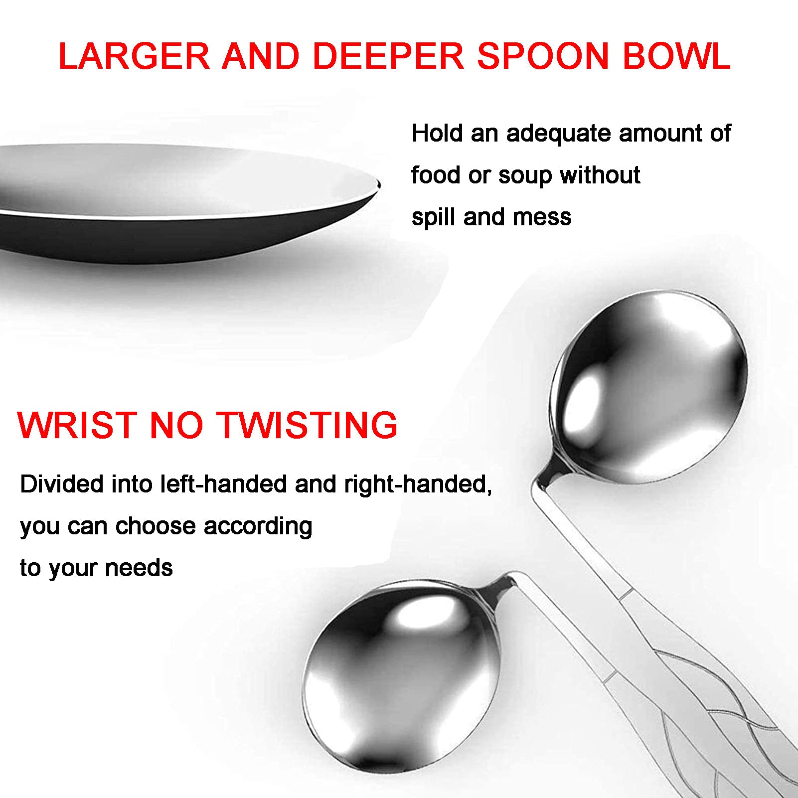 Utensilios curvos adaptativos Cuchara en ángulo antivibración Cubiertos de fácil agarre for ancianos, parkinson, artritis, temblores en las manos Discapacidad Cubiertos for comer Asistencia, Right(Lef