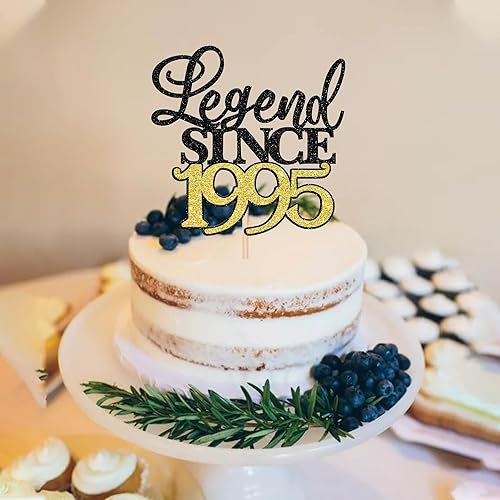 Miniatura 7 de Rsstarxi 1 paquete de decoración para tartas Legend Since 1994 con purpurina negra dorada de treinta saludos a 30 cumpleaños, para hombres y