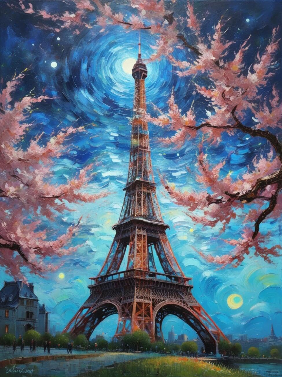 Henypt Cross Stitch Kit Fantasy Tower Landscape DIY Needlepoint Set for Adults Beginners with Accessories Handmade DIY/Gifts 14CT 40x50cm