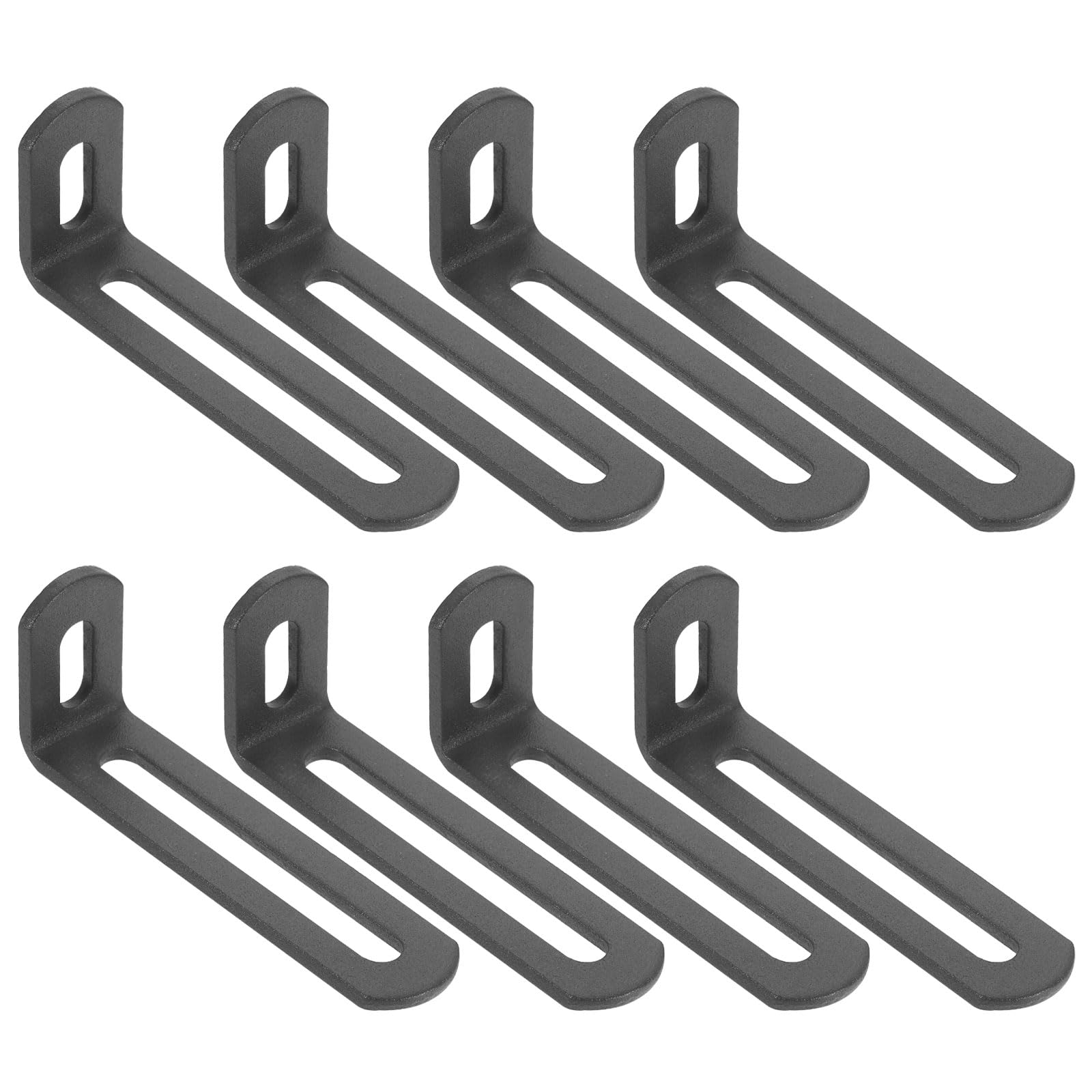 sourcing map 8 Pcs Adjustable Right Angle Brackets, Slotted L-Shape Corner Bracket 80mm, 90 Degree Steel l Bracket Support for Shelves, Wood Furniture Construction, Deep Grey