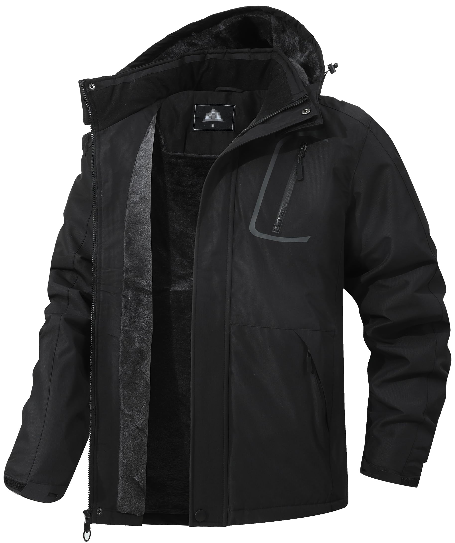 Herren Winter Skijacke wasserdichte winddichte atmungsaktive Jacke mit Fleecefutter abnehmbare Kapuze