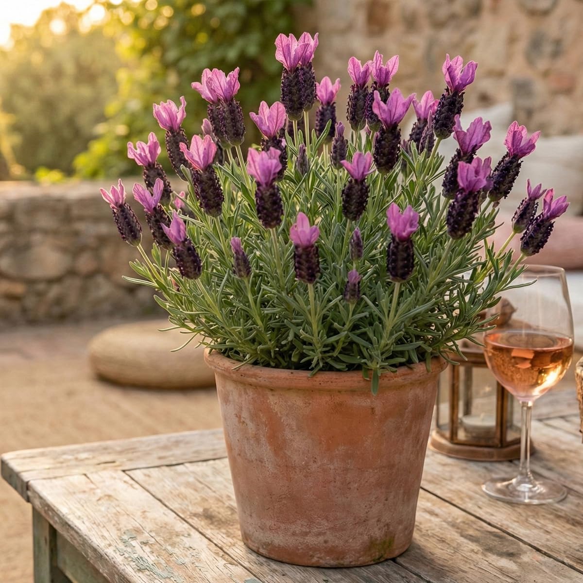 Bloomique - Lot de 6 - Lavandula Stoechas Anouk - Lavande Papillon - Rustique - Plante balcon - Plante jardin - Hauteur 20-25 cm - Pot 12 cm