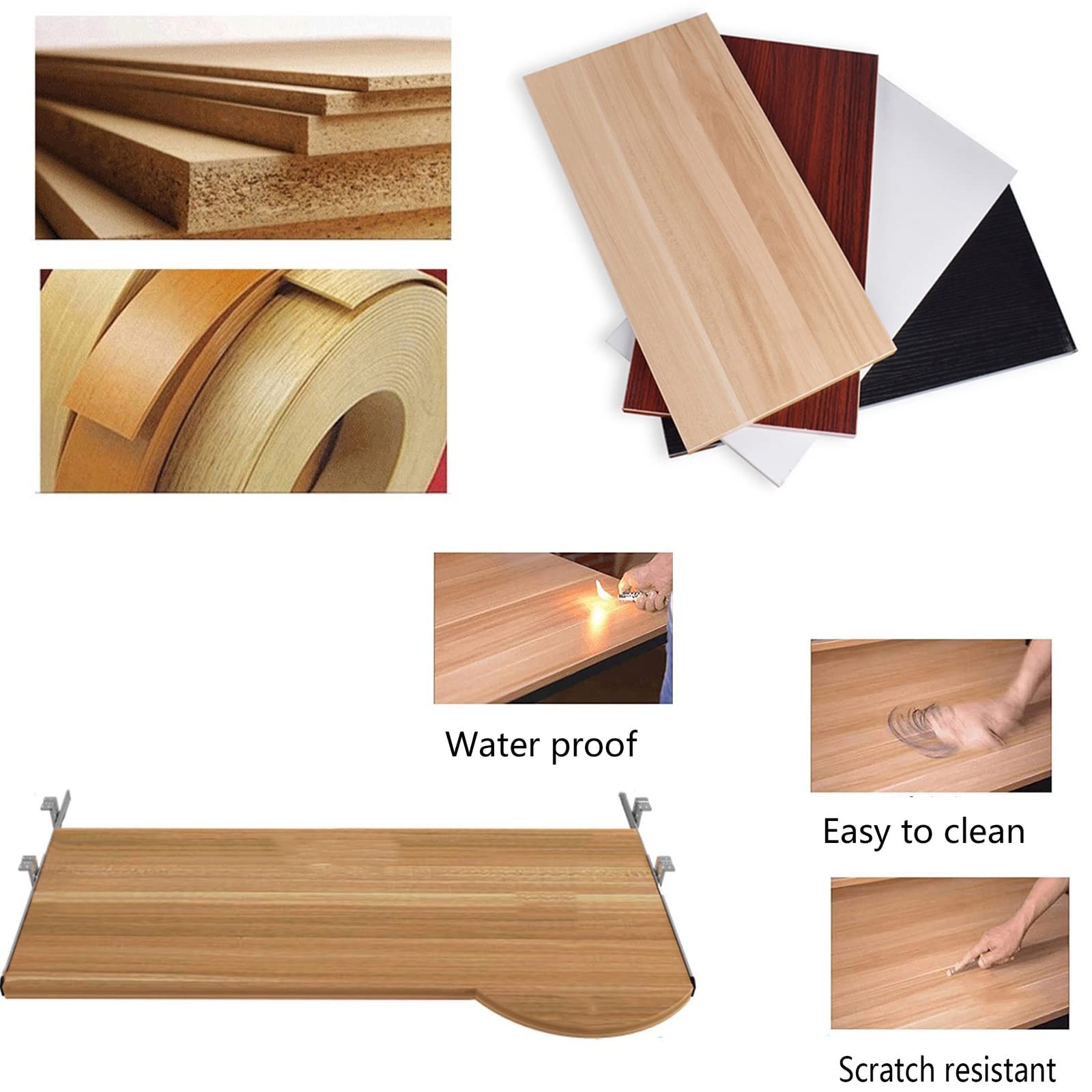 V3VOGUE Tastaturauszug Mit Holz Tastaturablage 600x270mm 700x270mm, Untertischmontage Tastaturschublade Mit Auszugschienen, Höhenverstellbar, Für Zuhause Büro Tastatur Maus-Halterung