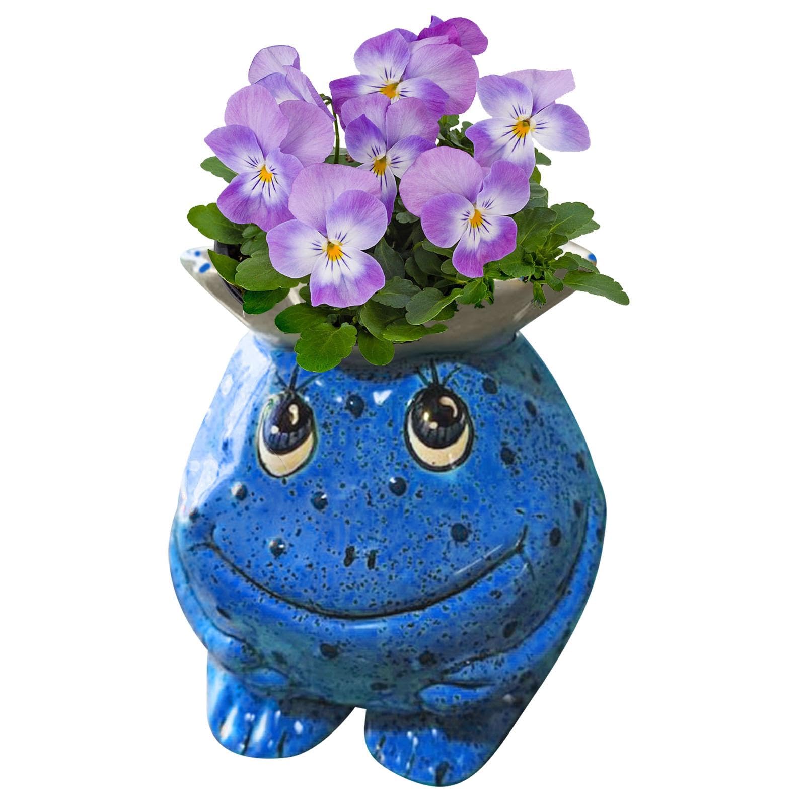 Niedlicher Frosch-Pflanztopf Aus Harz – Sukkulenten Topf Mit Willkommensschild & Drainageloch