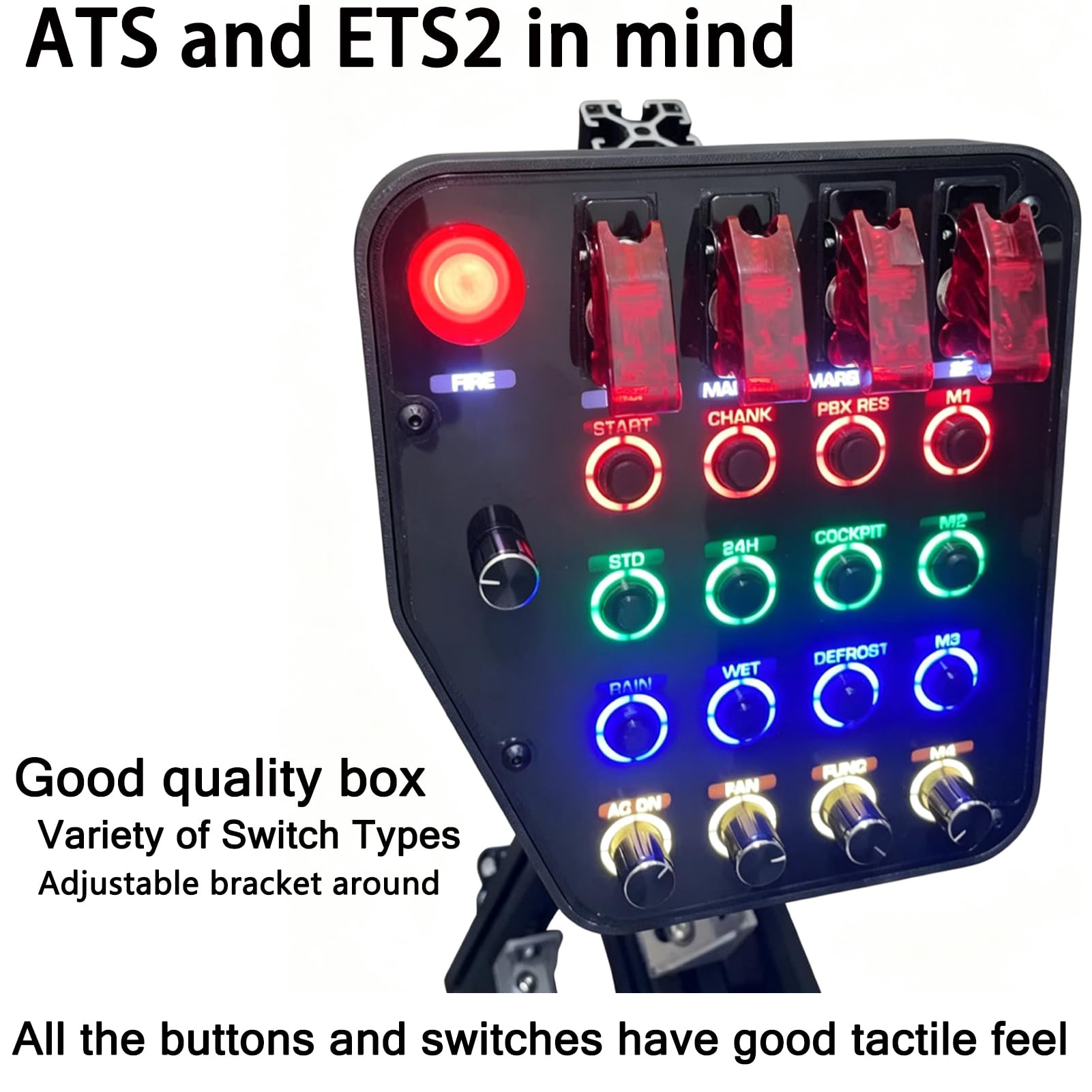 Multi-function 22 Programmable Buttons USB Simulation Racing Center Control For Logitech G27/G29/G920/G923 RS50/G Pro Steering Wheel; PC Button Box For PXN V99/ V10 Pro/V12 LITE/VD4 VD6 VD10 Truck ETS