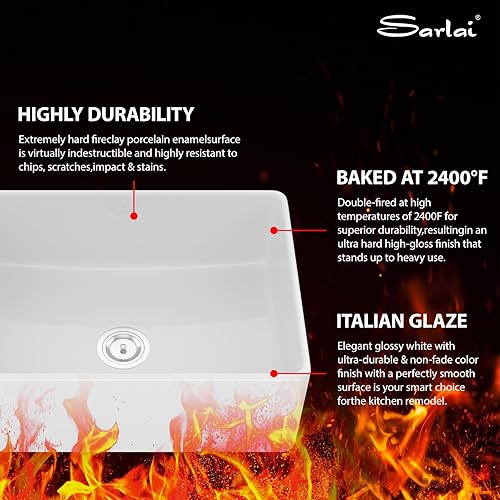 Miniatura 73 de Sarlai - Cerámica de porcelana de fregadero de porcelana, color blanco Blanco,Negro -,Negro estación de trabajo,Blanco estación