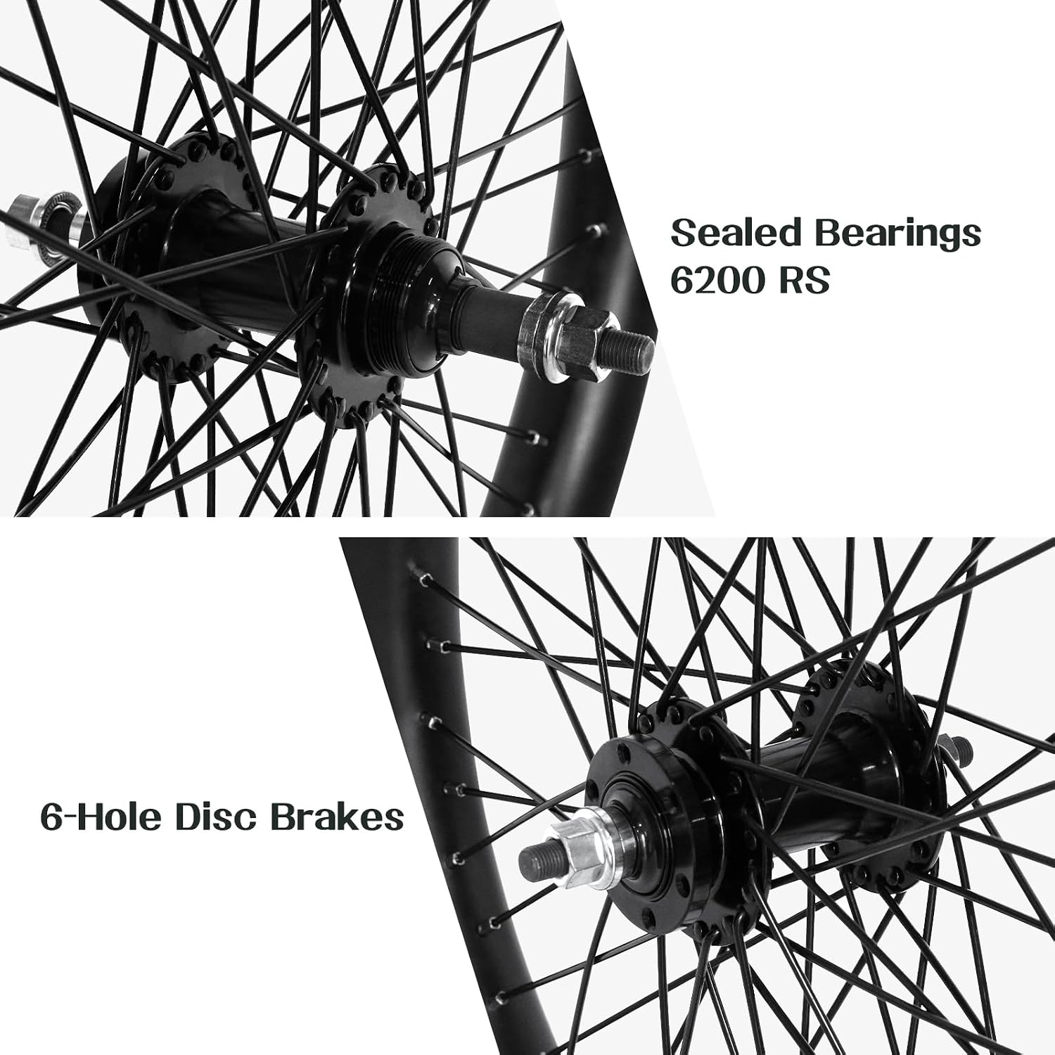 20"/26" x 1.85" Heavy Duty Bike Rim Wheelsset, Front and Rear Wheel, 12 Gauge 48 Spokes Wheelset, Double Wall Aluminum Alloy Bicycle Wheels Rims Disc Brake MTB Wheel Set