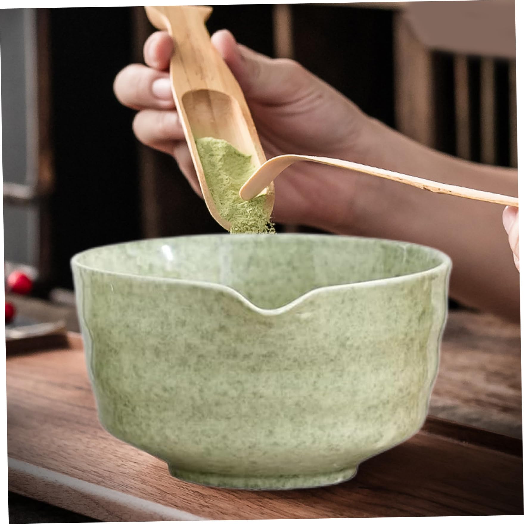 Juego de batidor Matcha, juego reutilizable de batidor Matcha de cerámica, elegante kit que incluye cuenco con pico, soporte, bambú y cuchara de bambú para los amantes del té