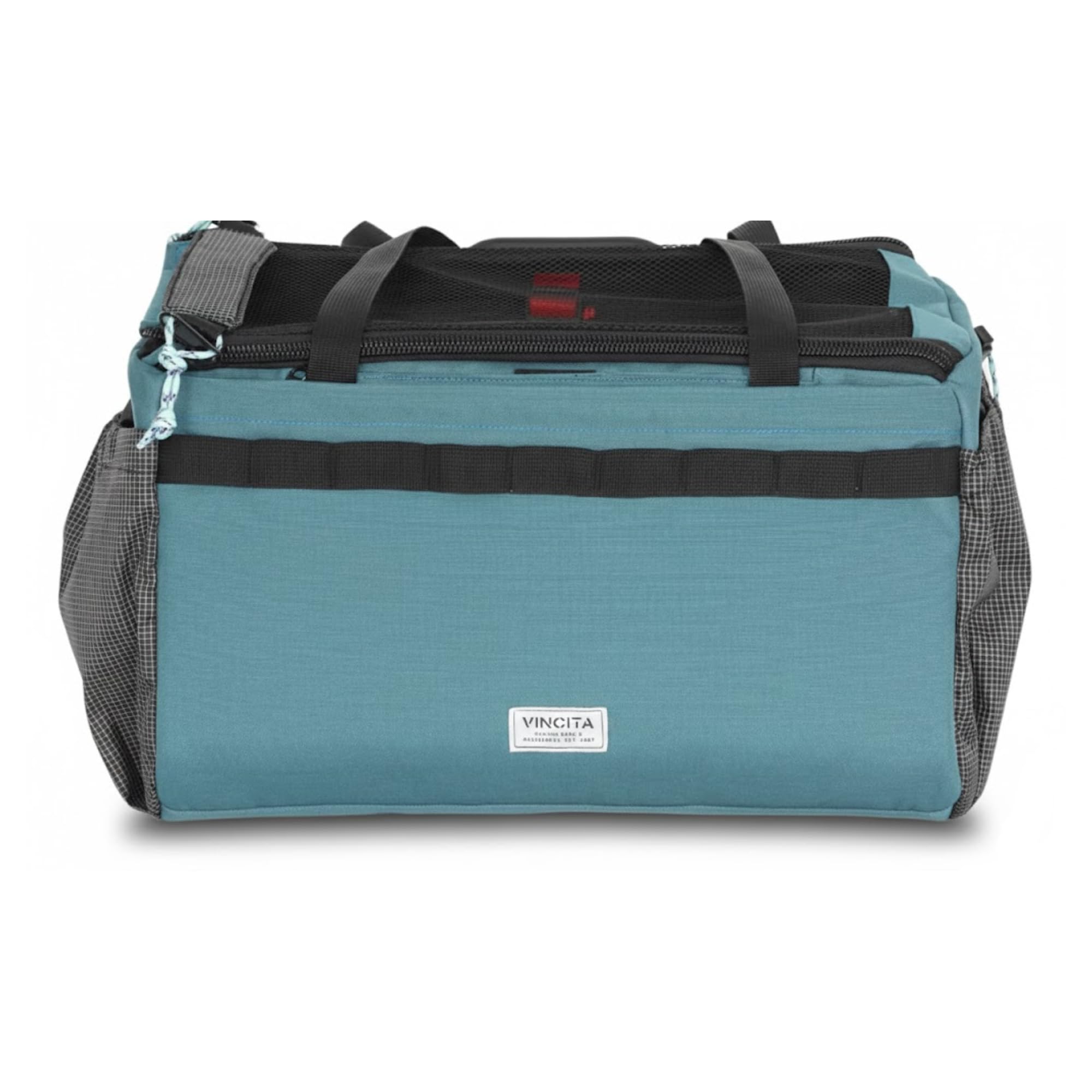 Vincita Caddy - Cesta para mascotas para bicicleta Brompton - Transportador cómodo y seguro con marco de aluminio, cubierta de malla, correa ajustable y bolsillos laterales. Compatible con el bloque