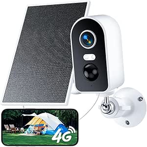 No WiFi Security Camera with Solar Panel, 4G LTE Cellular Cameras Outdoor with Built-in SIM, 2K Wireless Battery Powered Camera, No Internet Needed, PIR Motion Sensor, Color Night Vision, 2-Way Audio asin的图片