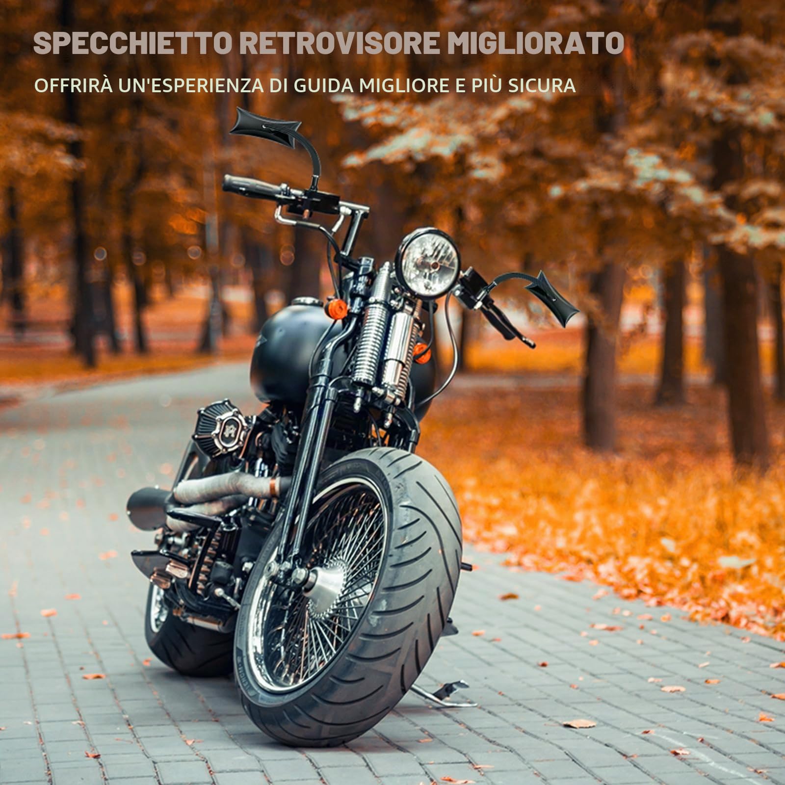 Specchietti Moto Nero, M10 Specchietto Retrovisore Moto Accessori Laterali Forma Irregolare Compatibile con Harley Sportster Custom Iron 883 Road King Street Softail ed Electra Glide