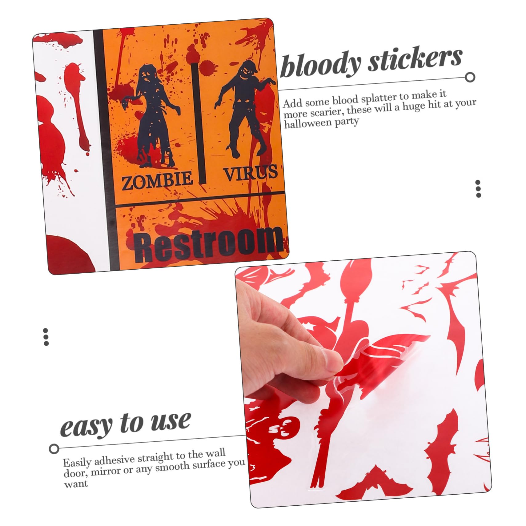 Cabilock 70 Hojas Víspera De Todos Pegatinas Sangriento Pegatinas Puerta De Terror Pegatinas Festival Decorativo Pegatinas Ventana Espeluznante Huella De Mano Material De PVC