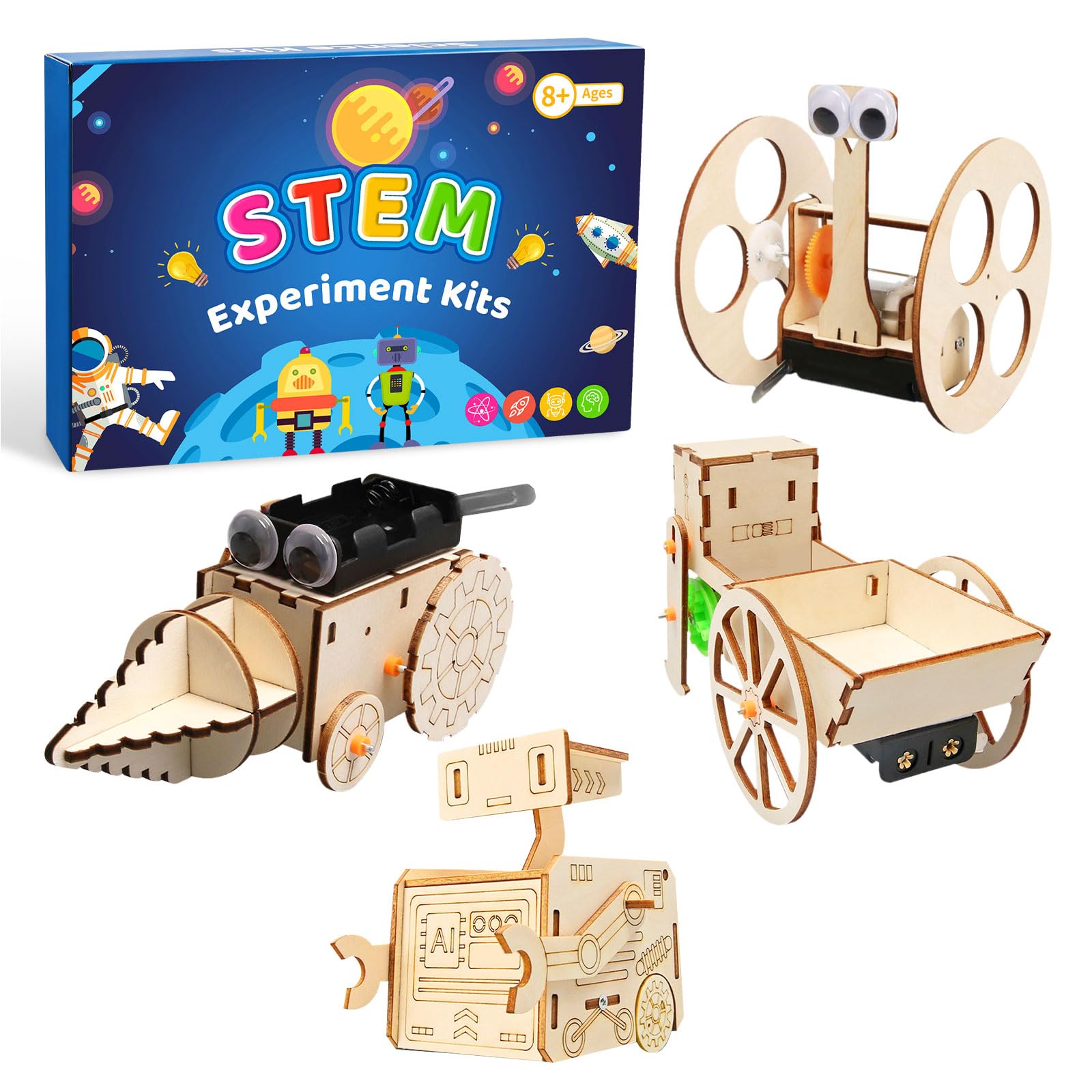 4 Experiments for Kids Age 8+ Wooden Science Experiment STEM Learning Kit