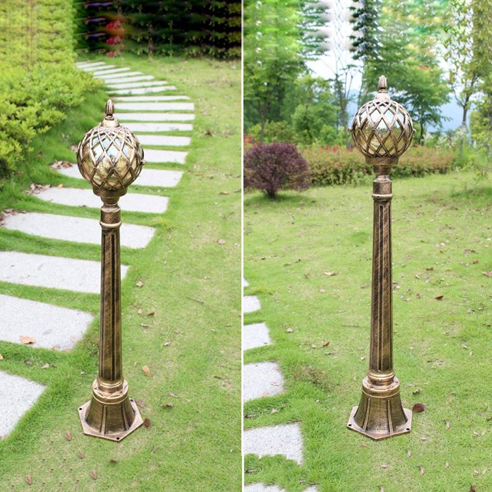 Lampa zewnętrzna, 105 cm, lampa na podwórko, europejska kula, tradycyjna śródziemnomorska szklana kula ze szkła aluminiowego, oświetlenie uliczne na zewnątrz