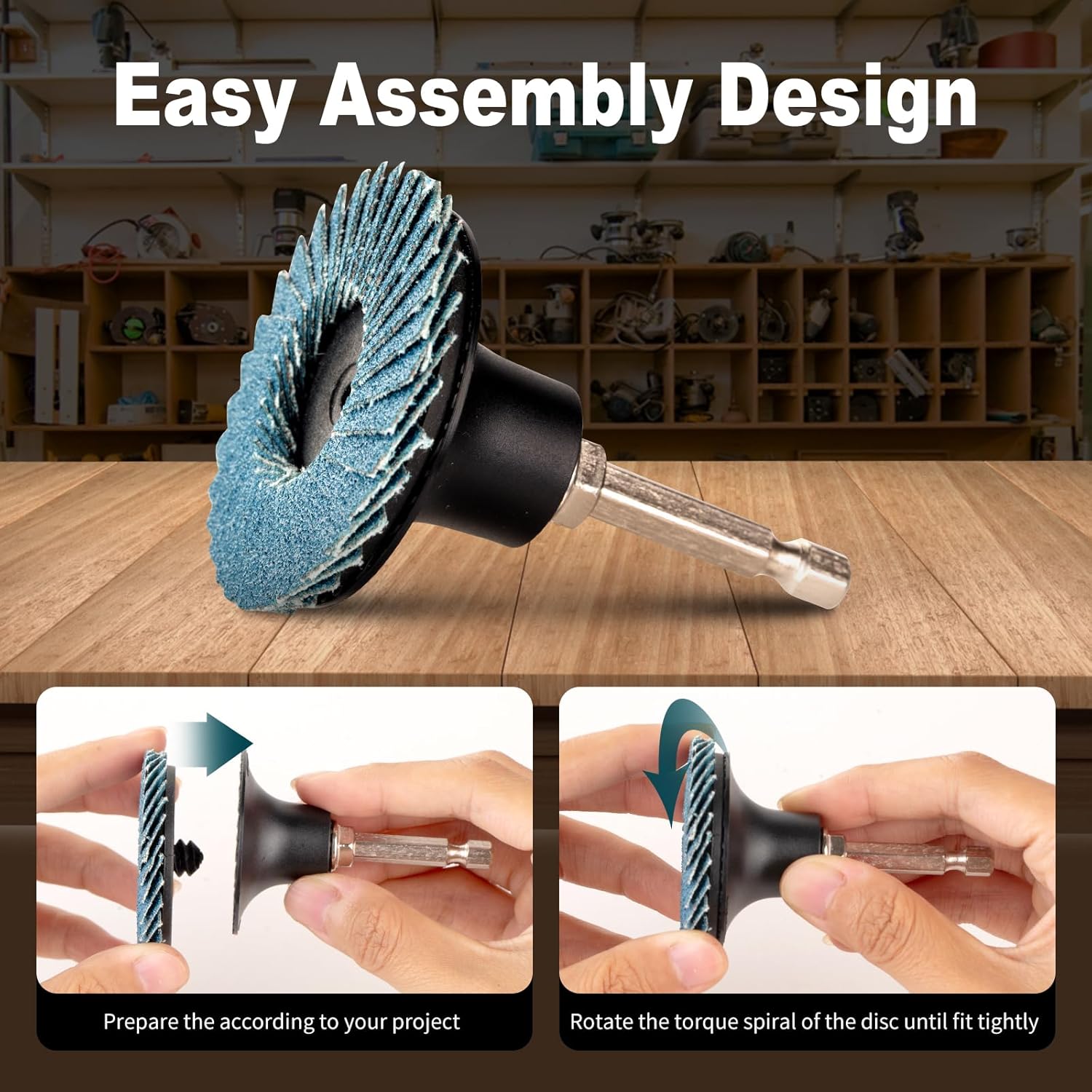 HOMO FABER 100 PCS 2 Inch Flap Discs for Die Grinder | 36/60/80/120 Grit Roll Lock Sanding Discs | Surface Prep, Stripping, Grinding, Polishing, Deburring, Rust & Paint Removal