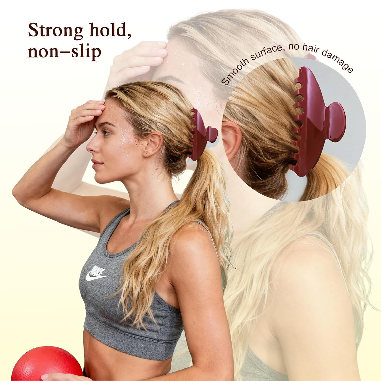 Acetate Hair Claw Clips for Women - 4.2" Non-Slip Medium Hair Clips, Strong Hold Claw Clips for Thick/Thin Hair, Hair Styling Accessories For Daily/Office/Party/Updo/Beach Waves Use (Wine Red) - Image 7