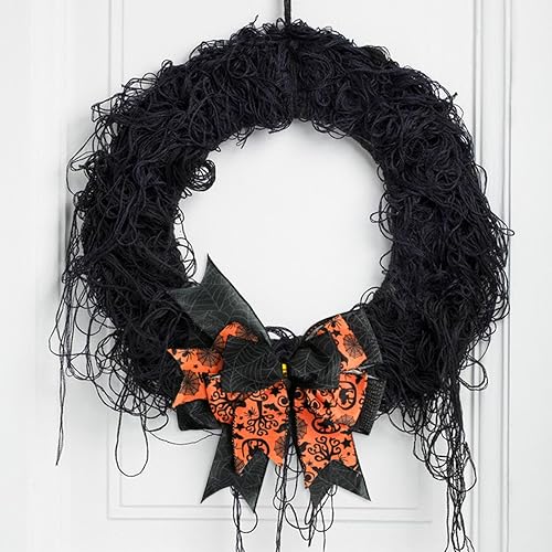 Miniatura 6 de SIMISI RIBBON Arcos de Halloween para coronas ya hechos de arpillera para decoración de árbol, decoraciones de Halloween (9.5 x 13 pulgadas)