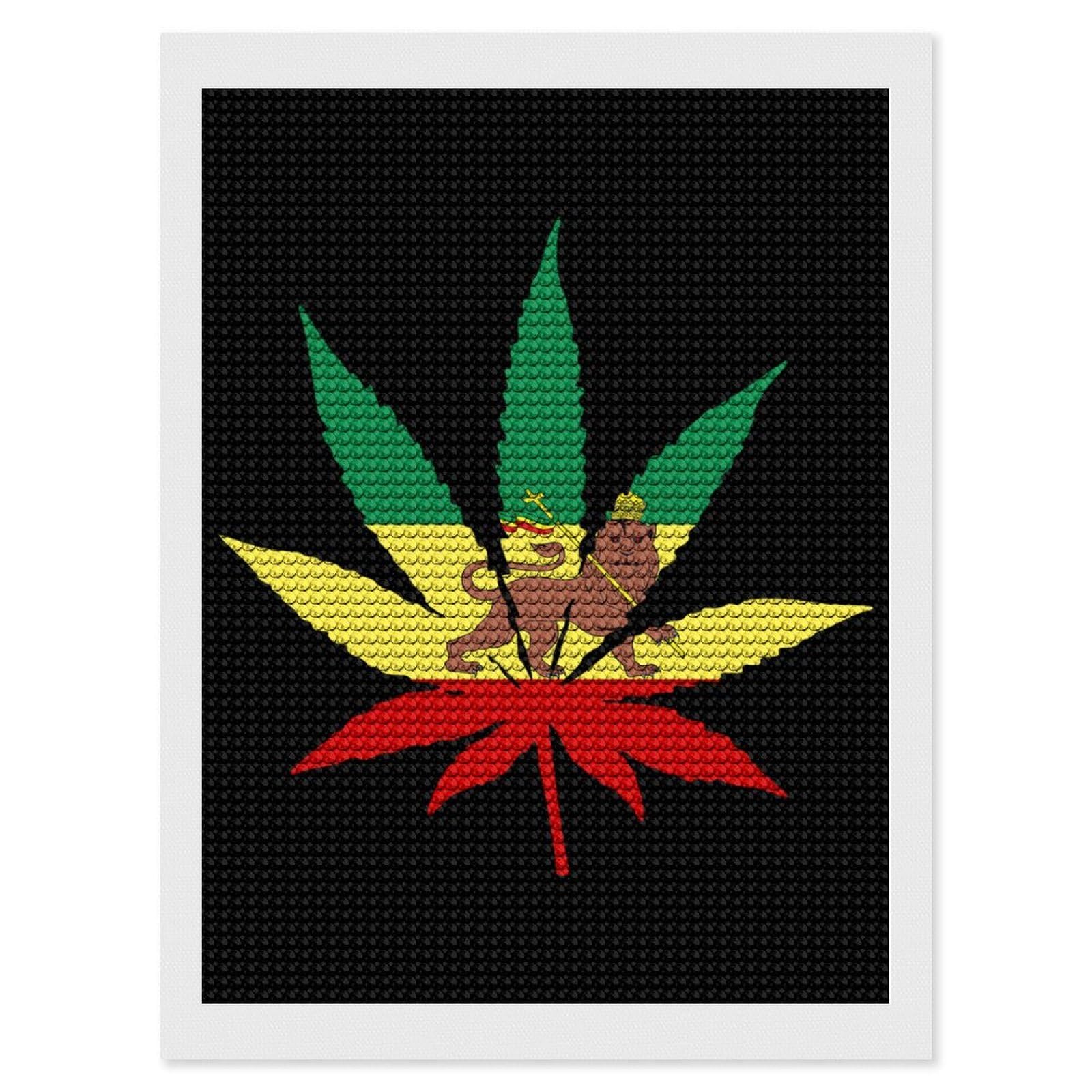 Nclqvjxzkhw Style Jamaica Weed Rasta Lion Leaf Diamond Art Painting For Adult Round Diamonds Pictures Arts Crafts Home Wall Decor 12"X16"