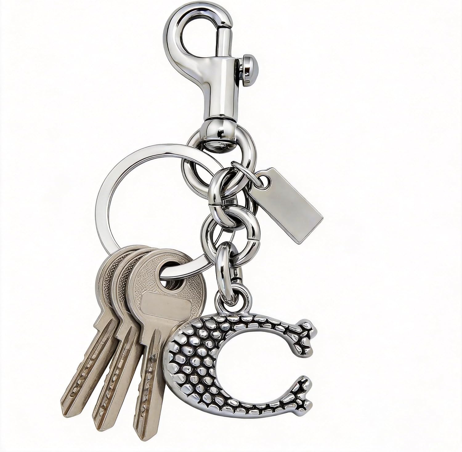 C Initial Bag Charm for Handbags, Purse Charm with Keychain for Tote, Wallet, Keys and Jeans