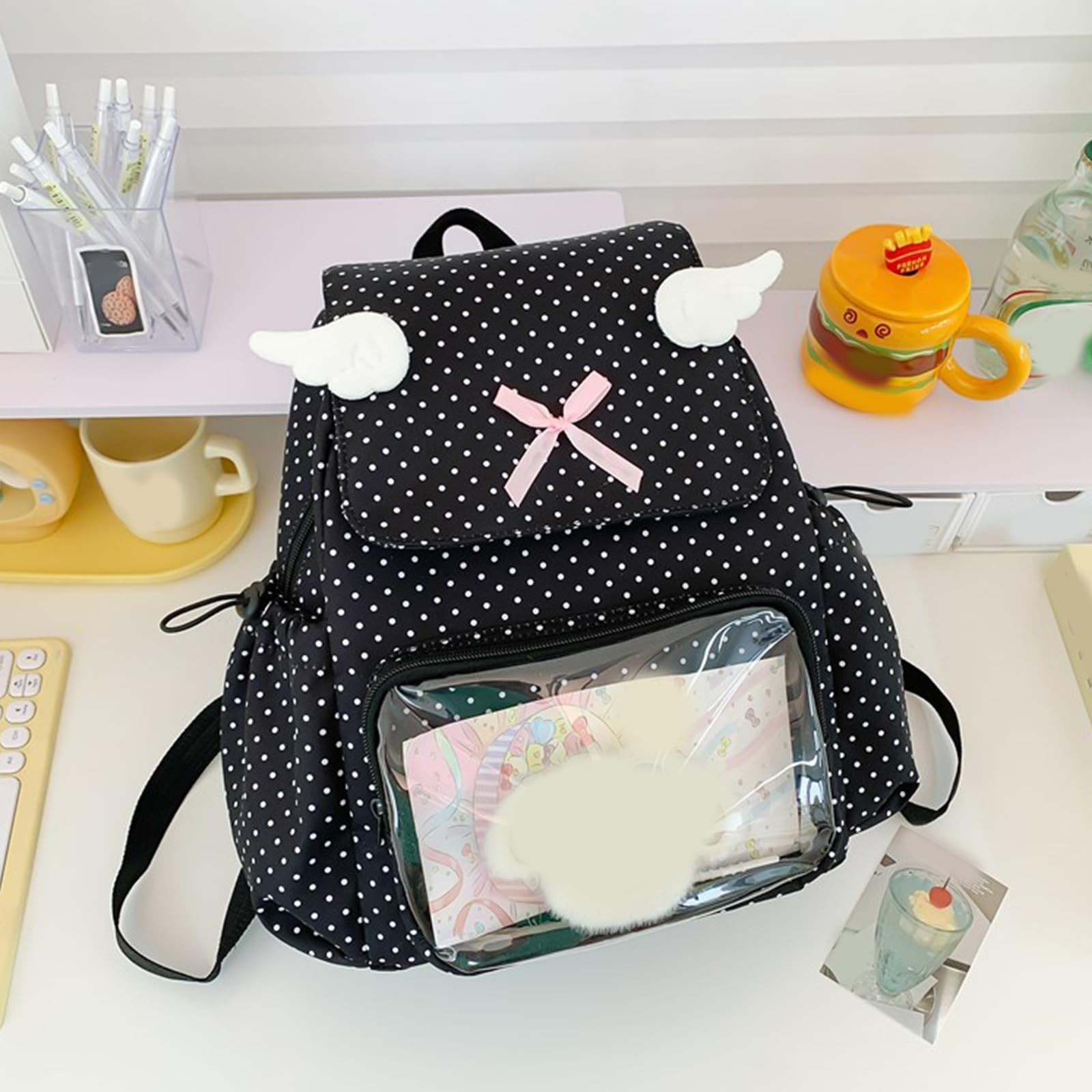 Elegante zaino trasparente con modello retrò, spazioso design resistente all ' usura, zaino per viaggi, attività all ' aperto