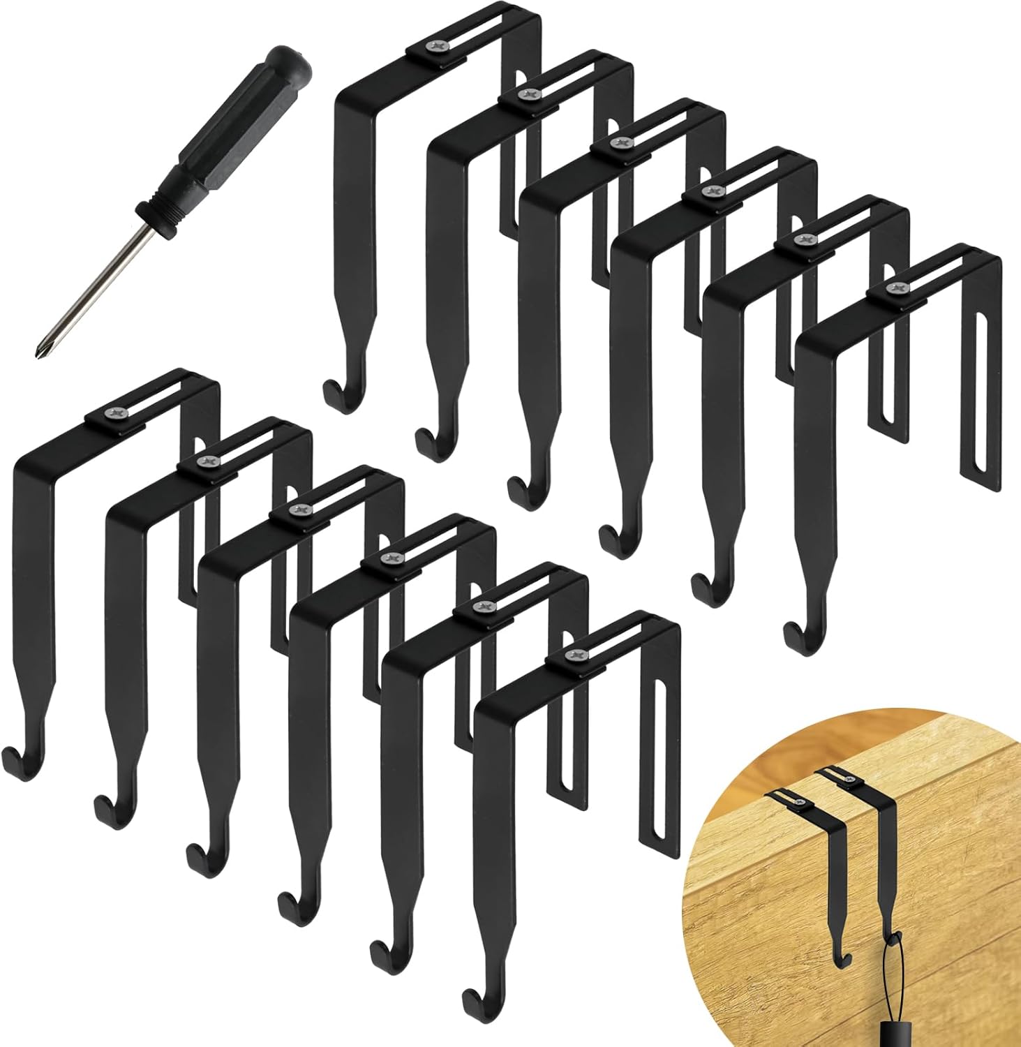 SEILETOO 12pcs Adjustable Indirect Hooks Over Cubicle Hooks