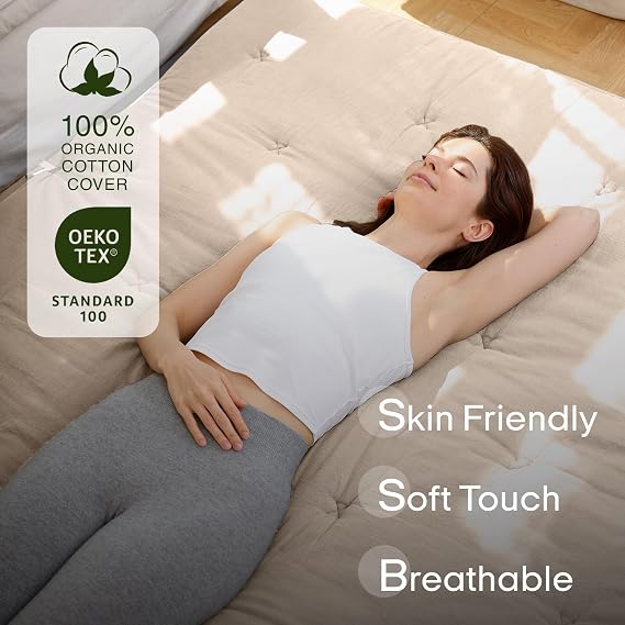 ZonLi Japanese Floor Futon Mattress 100% Cotton Cover Foldable Portable | 75 x 39 Twin Size 2.5 Thick Tatami Mat Sleeping Pad, Roll Up Floor Lounger Bed for Guest, Dormitory, Camping & Travel