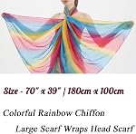 Femmes Echarpe Mousseline Couleur Rainbow Lightweight Head Écharpe Châle Plage Coiffure Sunscreen Fashion Longues écharpes