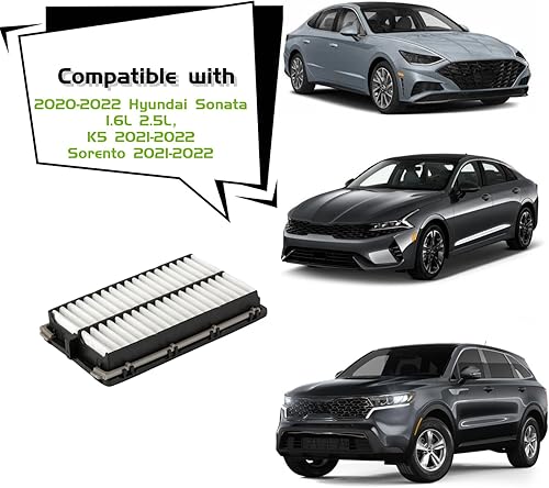 Miniatura 2 de Filtro de aire 28113-L1000 compatible con Hyundai Sonata 1.6L 2.5L, K5 2021-2022 y Sorento 2021-2022 (juego de 2)