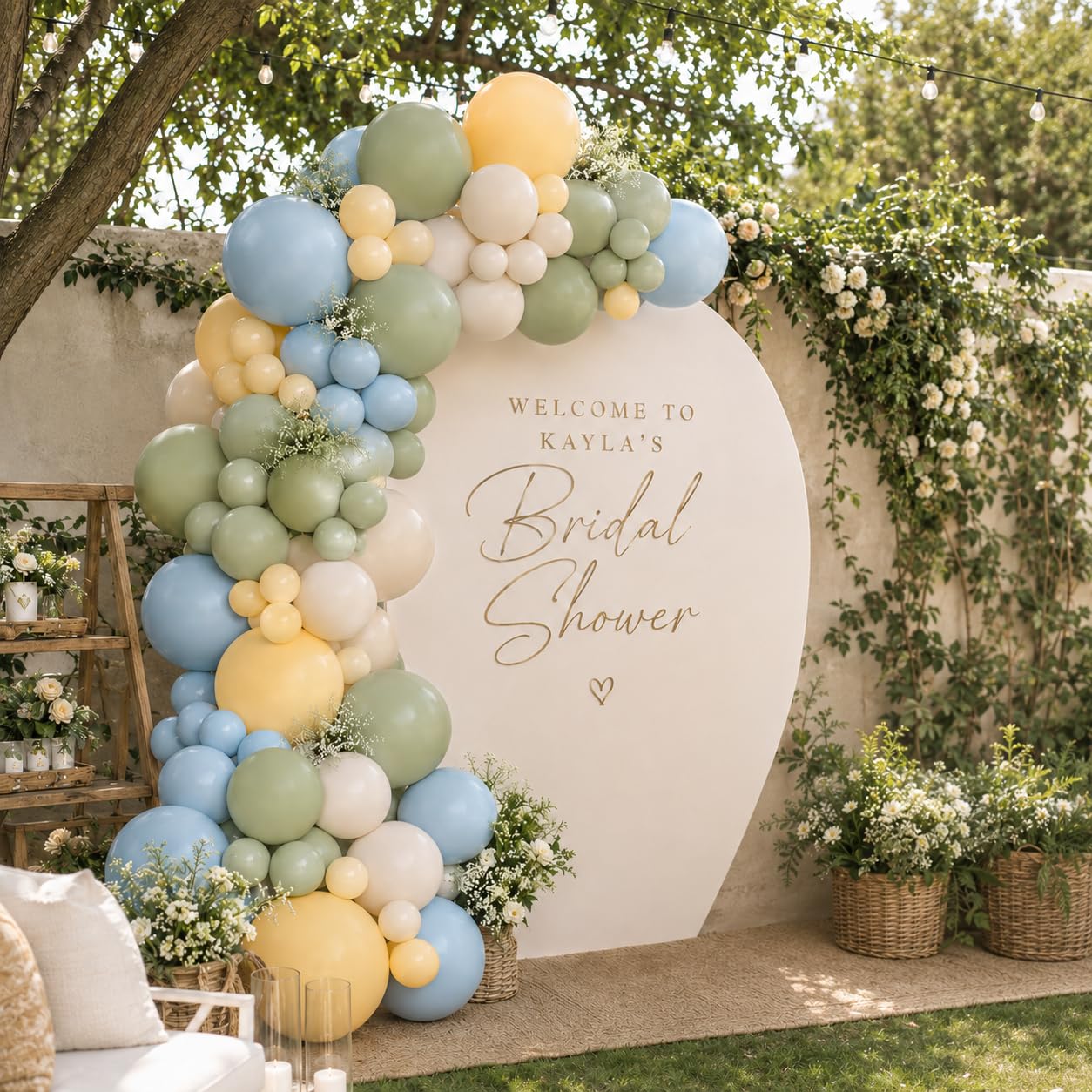 HILAVO Ballon Girlande Salbeigrün Blau 126 Stück Grüne Dusty Blau Gelb Beige Helium Luftballons Girlande Pastell Grün Blaue Sand Weiß Boho Ballons für Geburtstag Hochzeit Babyparty Safari Party Deko