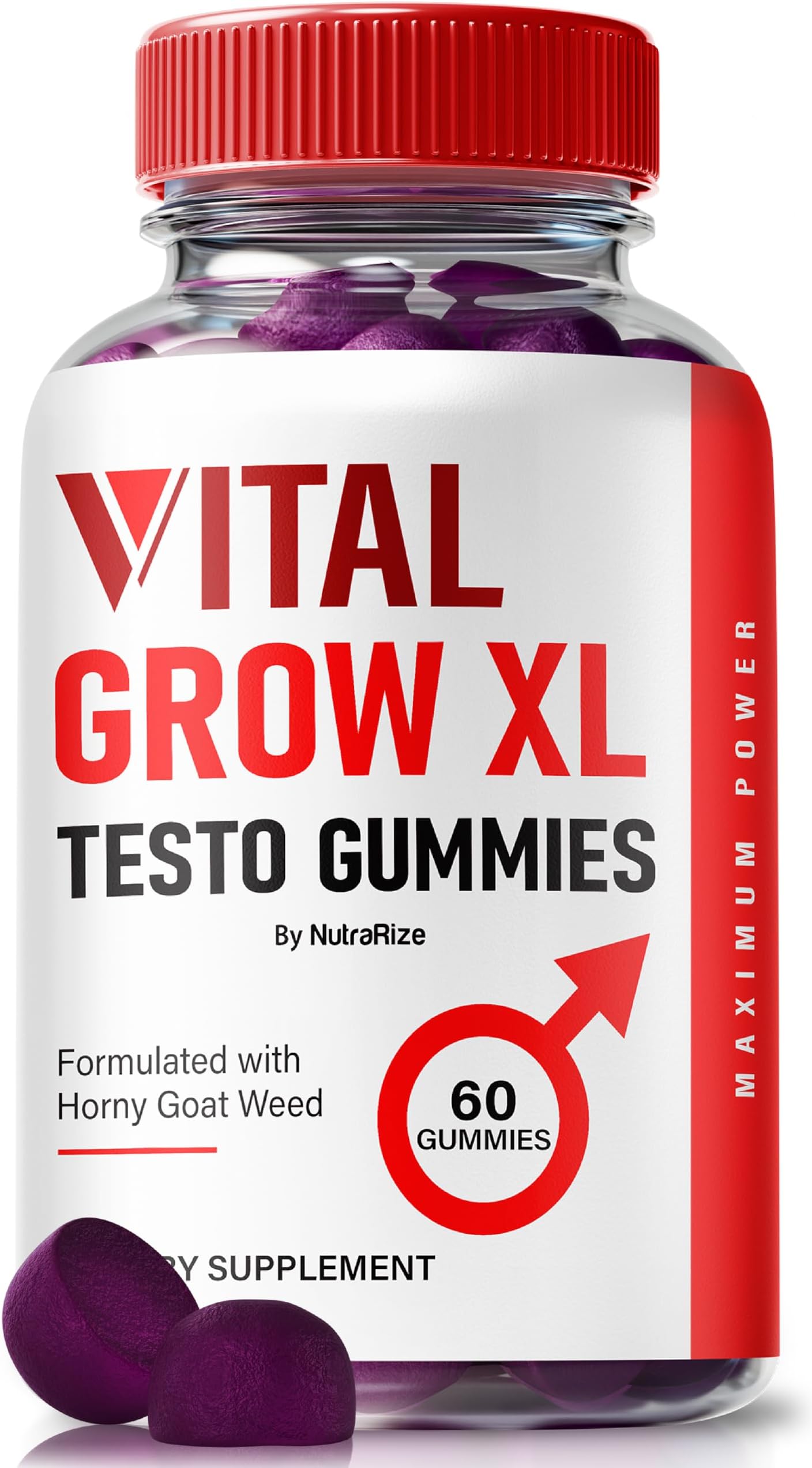 NutraRize Vital Grow XL, Official Vital Grow XL Testo Gummies for Men, Boost Stamina and Confidence Gummy for Mens, Vital GrowXL Male Support Gomitas (60 Gummies)