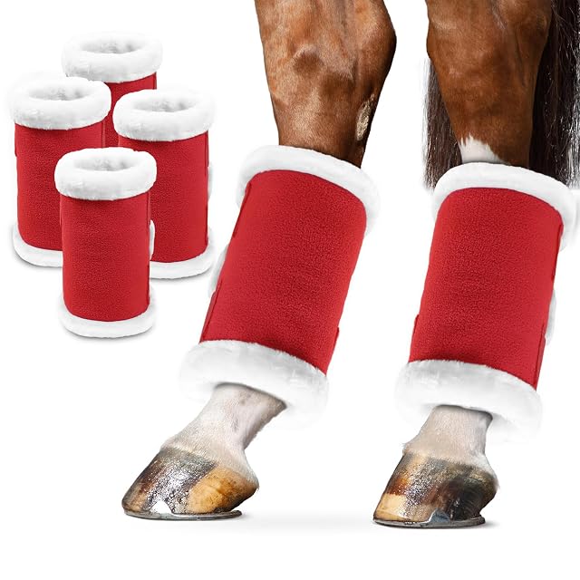 NRTFE Envolturas de forro polar para caballo para Navidad, ecuestre rojo, decoración ecuestre de Papá Noel