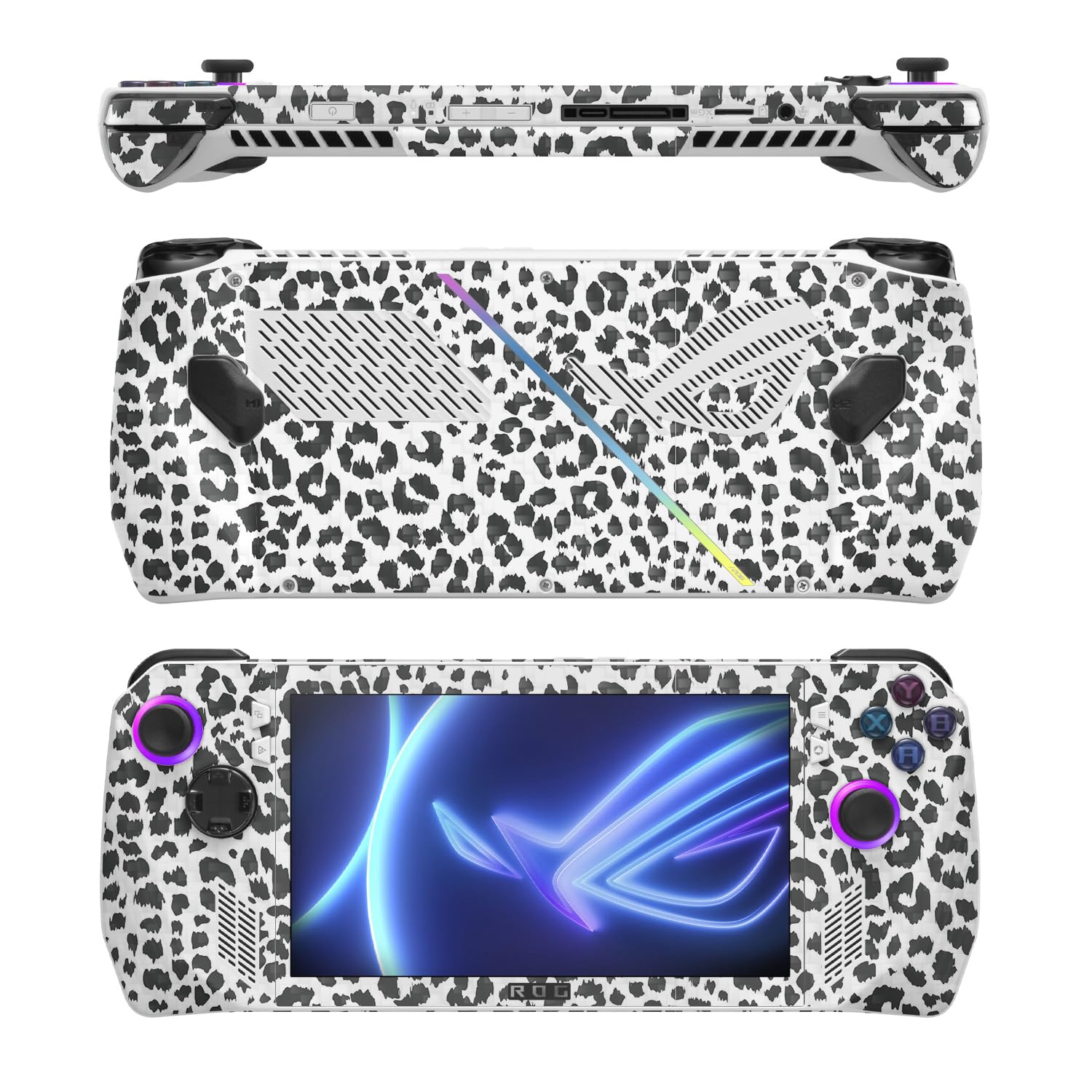 MightySkins Carbon Fiber Skin Compatible with Asus ROG Ally - Snow Leopard Print | Protective, Durable Textured Carbon Fiber Finish | Easy to Apply