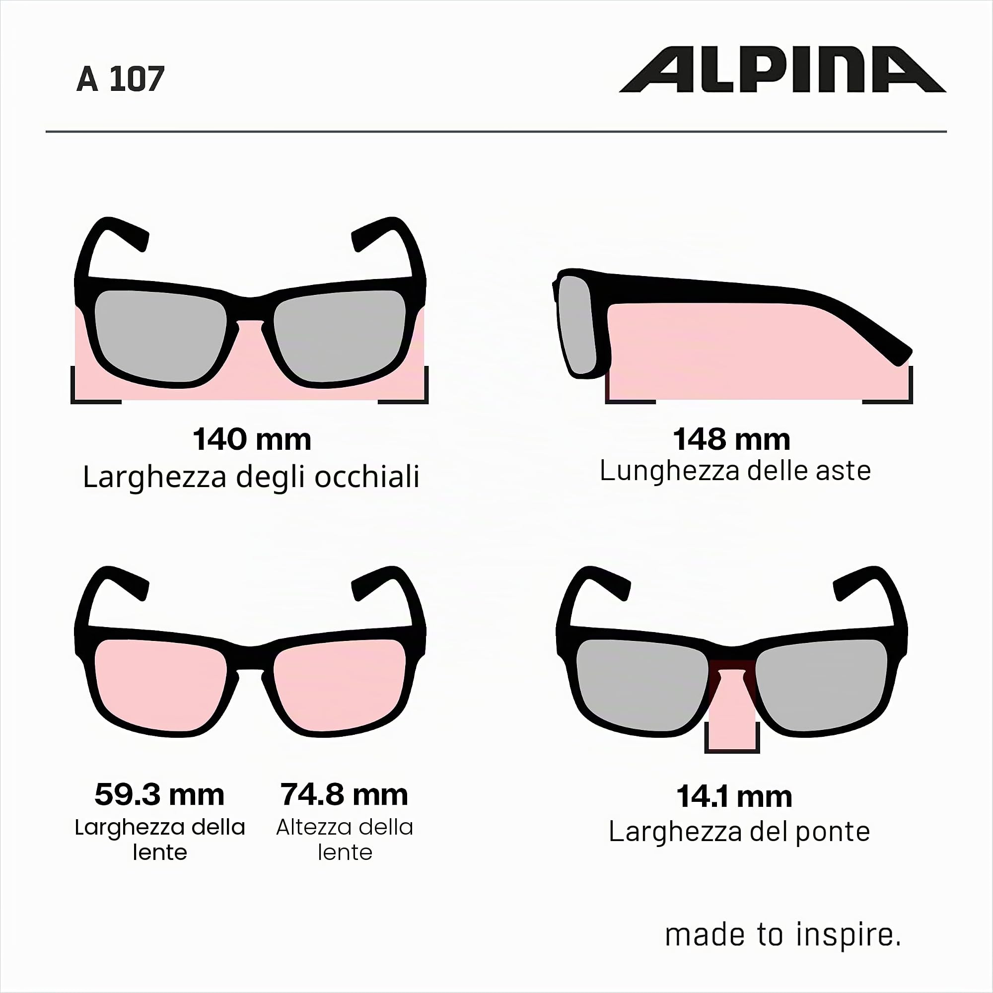 ALPINA A 107 Occhiali da sole Unisex - Adulto (Pacco da 1)