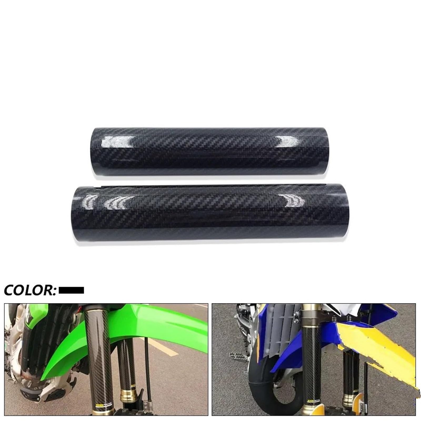 Protector Horquilla Moto Protector de Horquilla de Motocross de Fibra de Carbono, Cubierta de Amortiguador, protección de 50-58 mm, Polainas Ajustables, Bota antisuciedad