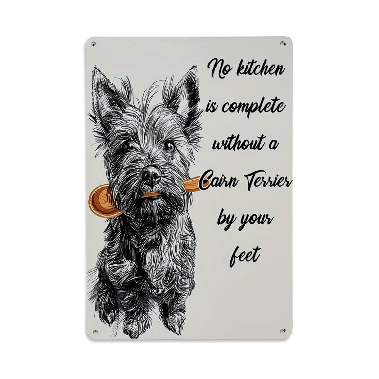Cairn Terrier Kitchen Art Print Retro Metal Tin Sign, Vintage Decor Art Poster for Bar, Home, Man Cave, Kitchen, Laundry Room Gift 8x12Inch