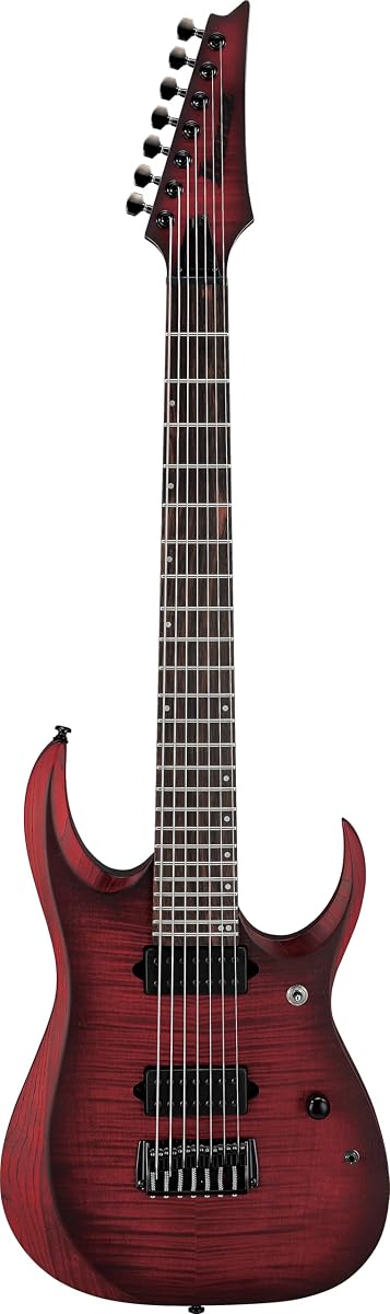 RG Series RGD721FA 7-String Electric Guitar, Stained Wine Red Burst Flat