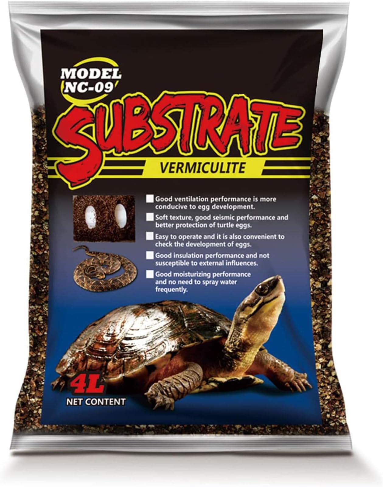Hamiledyi Reptile Substrate Vermiculite Bedding Snake Hibernant moisturizing Soil Terrarium Bedding for Snake Tortoise Lizard Hatching Eggs(4.2Quart/4L)